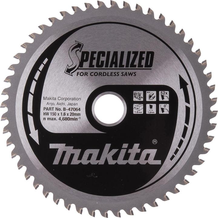 Actual product image Makita Saw blade aluminium 150 x 20 x 52Z, B-47064