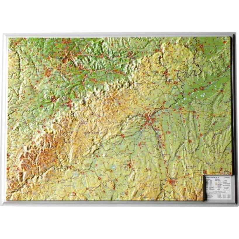 Schwäbische Alb,Reliefkarte,Klein, Landkarte