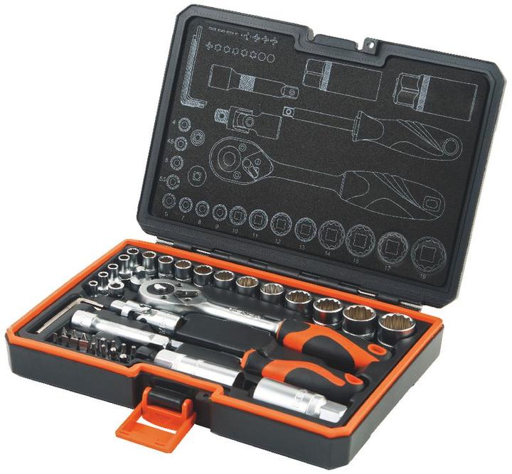 Actual product image Kendo Socket spanner set 3/8" + 1/4" 45-piece (19 mm)
