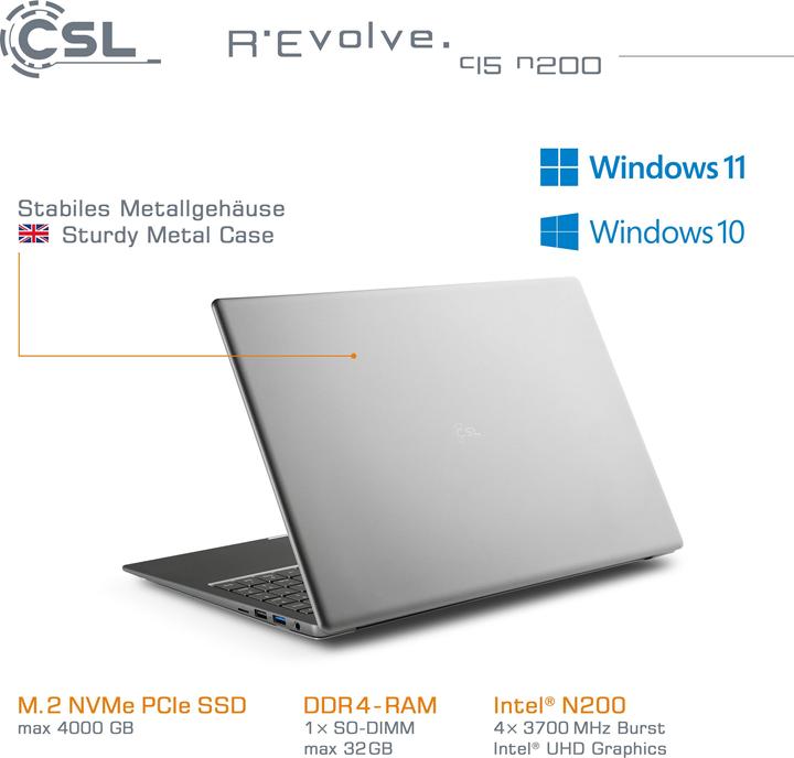 Produktbild CSL Computer Notebook R'Evolve C15 v3 39.6 cm (15.6 Zoll) Full HD Intel® N-Rei (15.60", 16 GB, 1000 GB, DE)