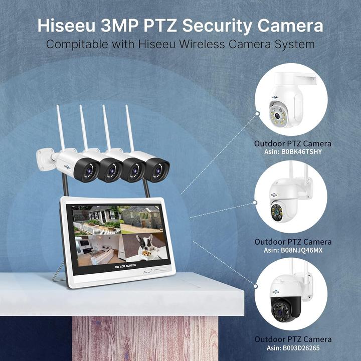 Actual product image Hiseeu 4-teiliges Überwachungskamera-Set mit Monitor & 2-Wege Audio