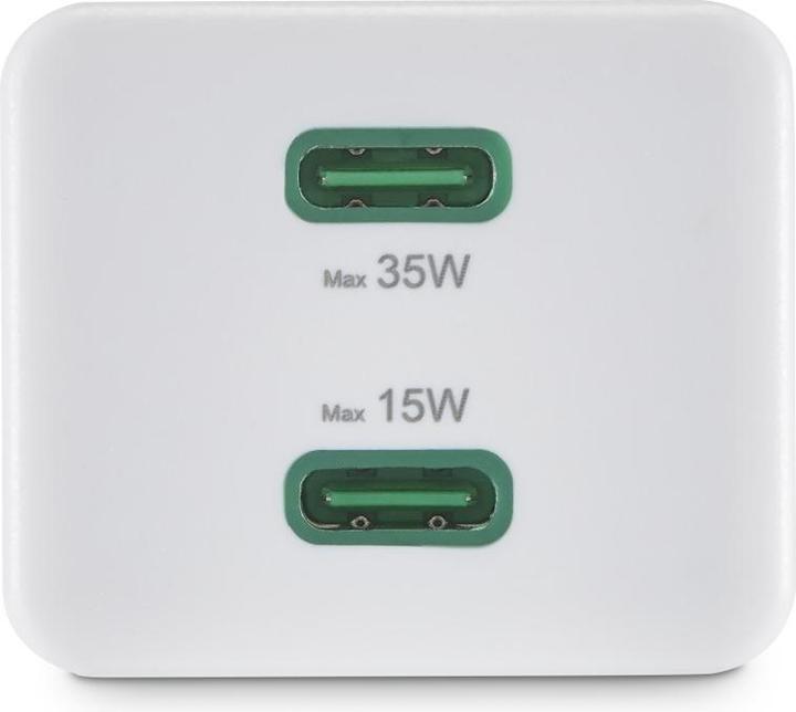 Actual product image Hama Quick Charger, 2x USB-C, PD/Qualcomm®, Mini Charger, 35 W, White (35 W, 2 ports)