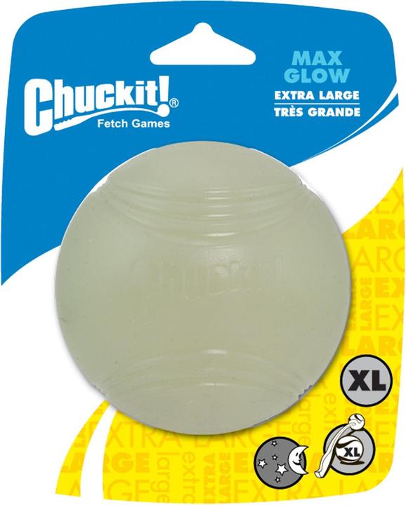 Actual product image Chuckit! CHUCKIT MAX GLOW Glow in the dark 9 cm diameter XL size White (Ball toy dog)