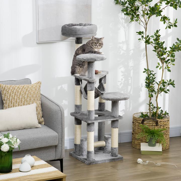 Immagine prodotto PawHut Albero per gatti con amaca (132 cm, Dgrey)