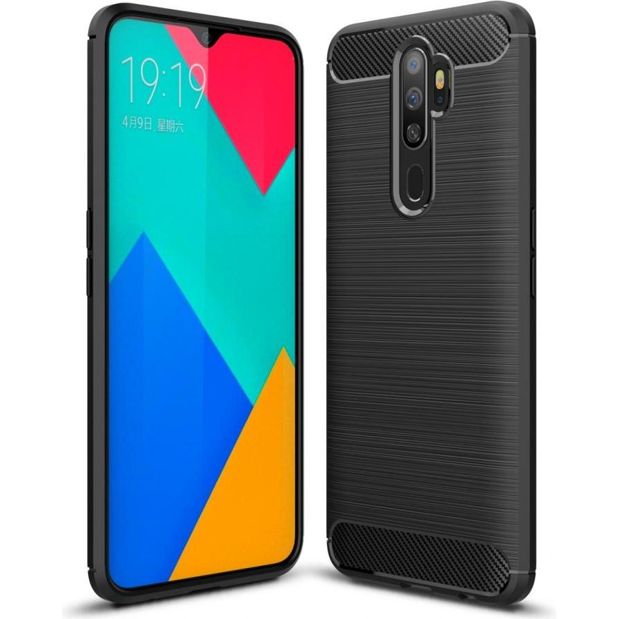 Screenguard Oppo A9 2020 Hülle Carbon Brushed Soft TPU (Oppo A9), Smartphone Hülle, Schwarz