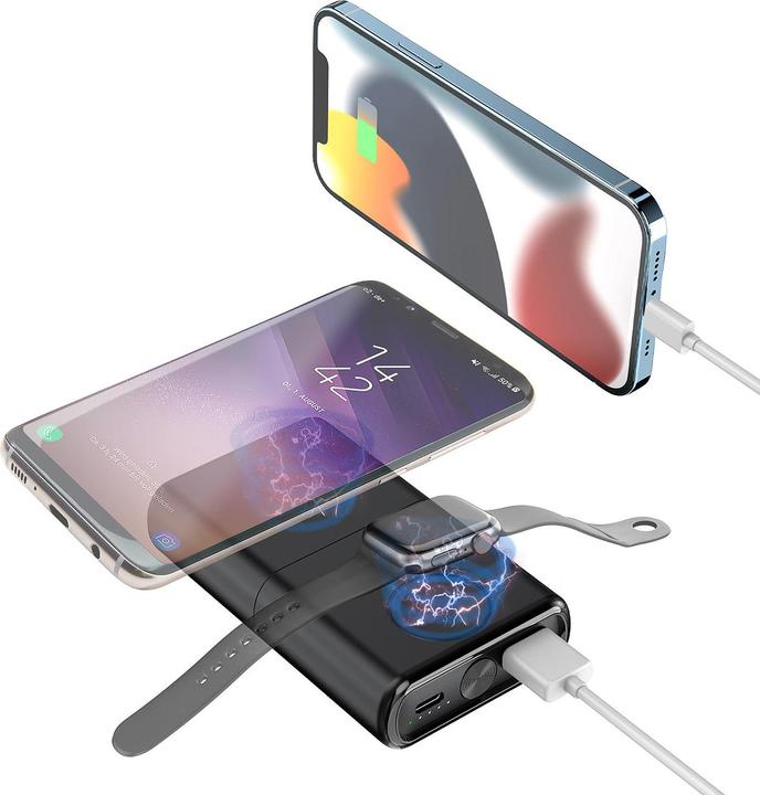 Produktbild Revolt 3in1-Wireless-Powerbank für iPhone & AppleWatch (10000 mAh, 22.50 W, 37 Wh)