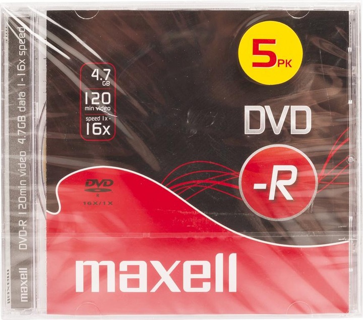 Maxell DVD-R 5 Pack Jewel Case 5mm 16x Vitesse (5 x)