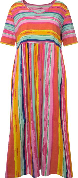 Produktbild Ulla Popken Jerseykleid, Streifenmix, A-Linie, V-Ausschnitt, Halbarm (60)