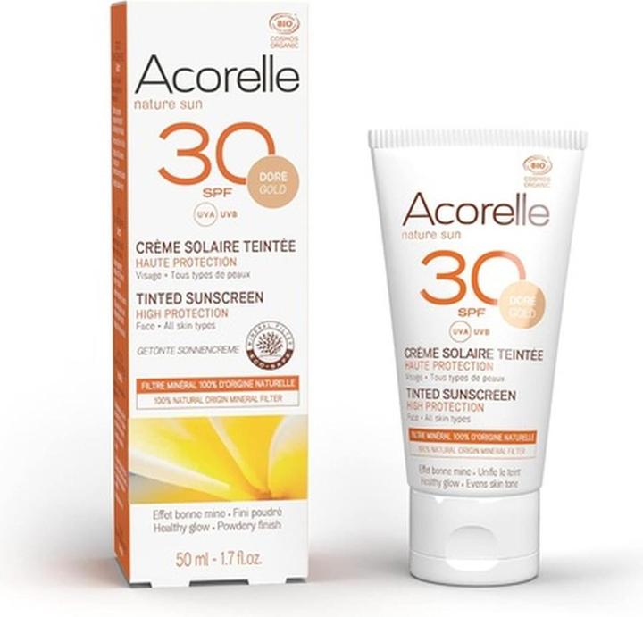 Acorelle Sonnencreme getönt gold LSF30 Creme (Sonnencreme Gesicht, SPF 30, 50 ml)