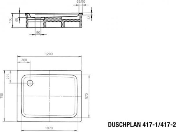 Actual product image Kaldewei shower plan 417-2 75x120cm with polystyrene support