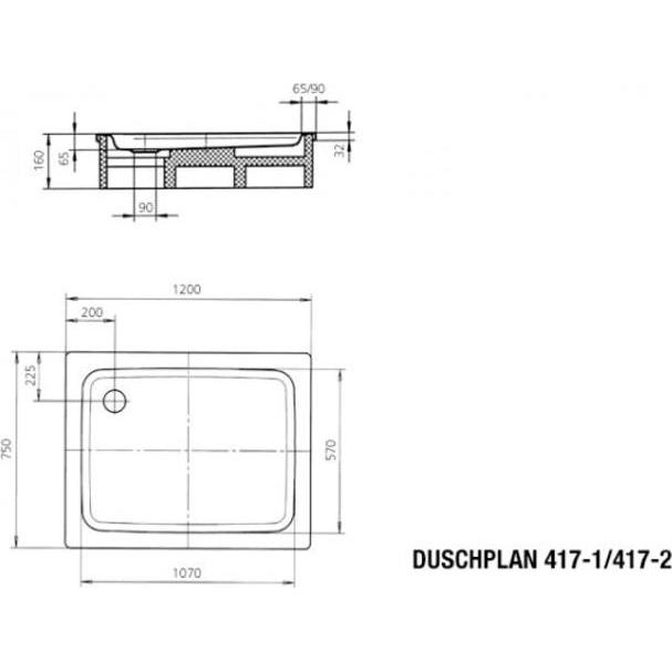 Thumbnail - Kaldewei, Duschwanne, Duschplan 417-2 75x120cm mit Styroporträger
