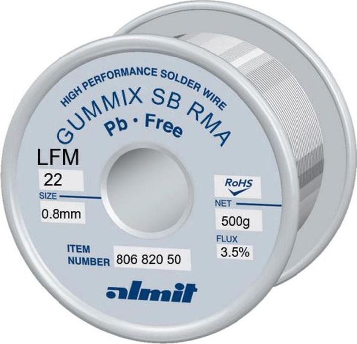 Actual product image Almit Solder wire, GUMMIX SB RMA, 0.8 mm, 500 g (Soldering bit)