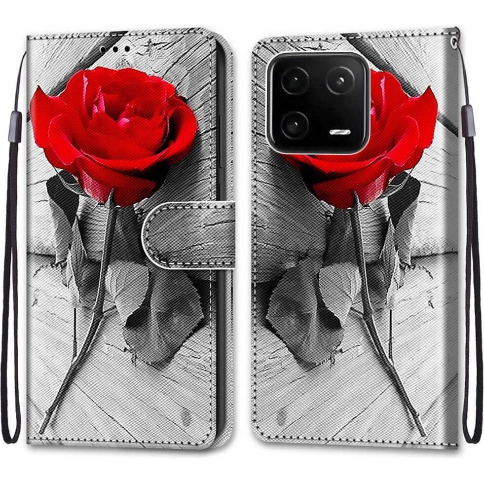 Cover-Discount Xiaomi 13 Pro - Leder Etui Hülle Rose (Xiaomi 13 Pro), Smartphone Hülle, Rosa