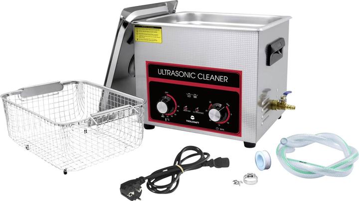 Actual product image Toolcraft Ultrasonic cleaner workshop, jewellery, office supplies 240W 10l with heating, with cleaning co (40 kHz, 10000 ml)