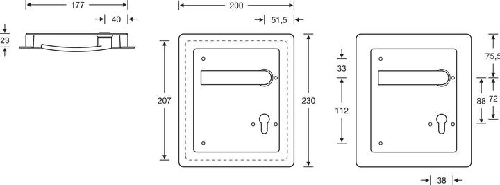 Actual product image FSB Gym shell 77 7952 - 200 x 230, left, PZ 72, VK 9, stainless steel (Door set)