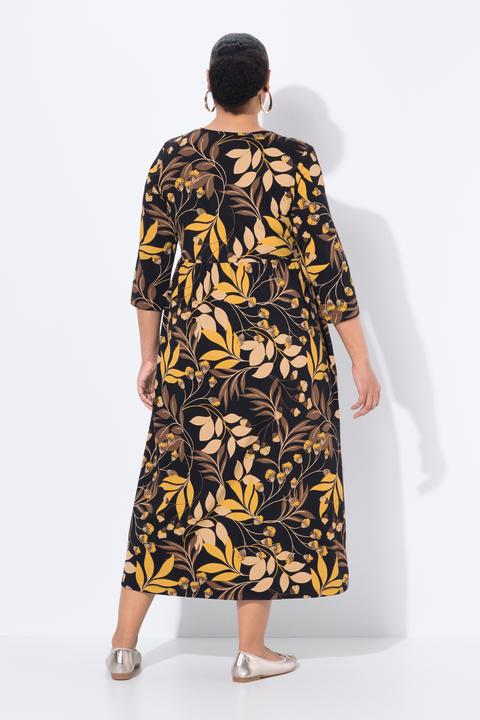 Produktbild Ulla Popken Jersey-Maxikleid, A-Linie, Tunika-Ausschnitt, 3/4-Arm (60)