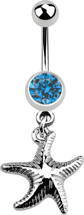 Immagine prodotto Star Piercing Banane silber mit Anhänger Seestern hellblau (senza ottone, Acciaio chirurgico 316L)