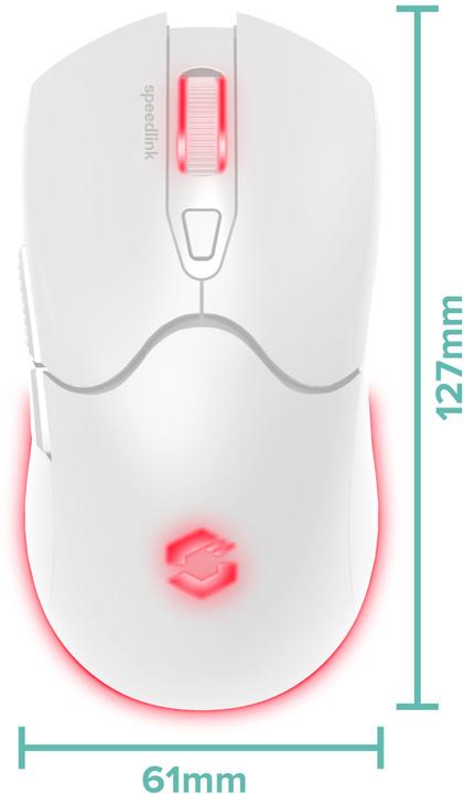 Actual product image Speedlink VELOX Rechargeable RGB Gaming Mouse - Wireless, white (Cable, Wireless)