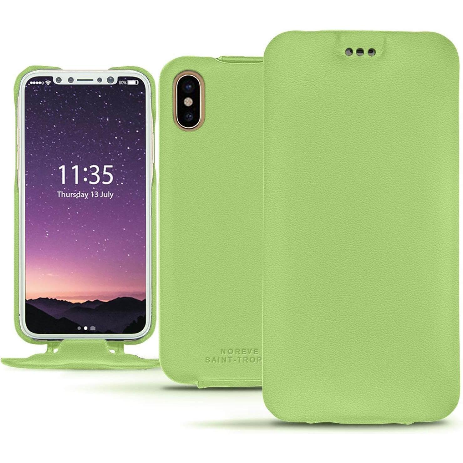 Noreve Lederschutzhülle vertikal (Apple iPhone X), Smartphone Hülle, Grün