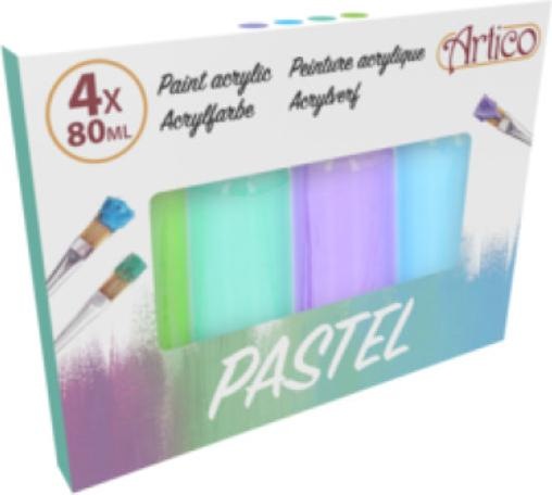 Artico - Set Pastell-Acrylfarben in Tuben 80 ml 4 Farben (2er-Set) (Multicoloured, 80 ml)