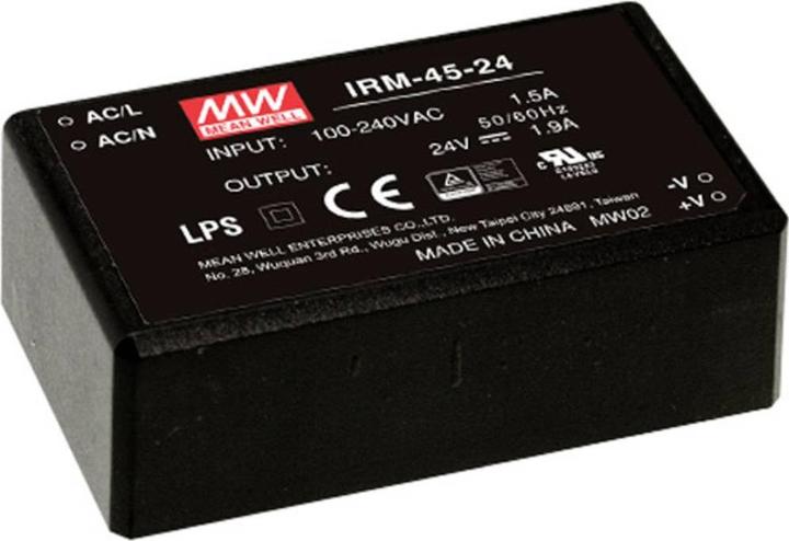 Immagine prodotto MeanWell MEAN WELL IRM-45-24 Alimentatore 45 W Nero (IRM-45-24)