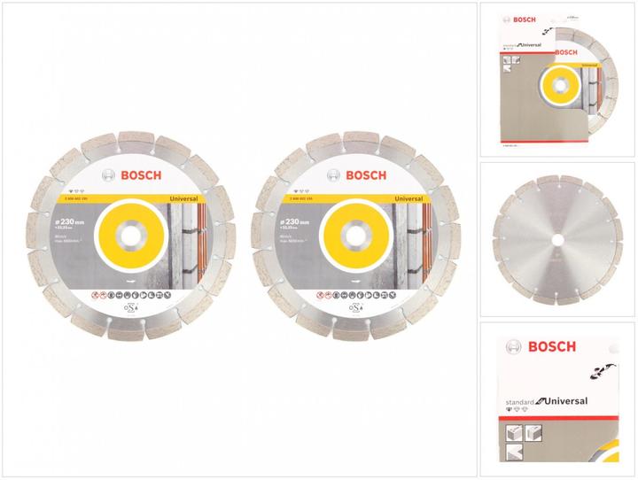 Actual product image Bosch Professional Standard Universal Diamond Cutting Disc 230 mm 2 pcs ( 2x 2608615065 ) Concrete Holder 22,23 m