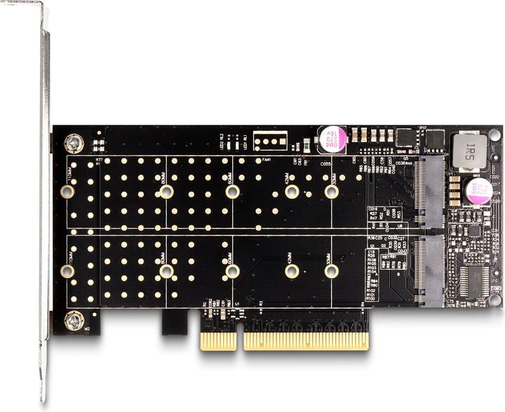 Actual product image Delock PCI Express x8 card to 2 x internal NVMe M.2 Key M