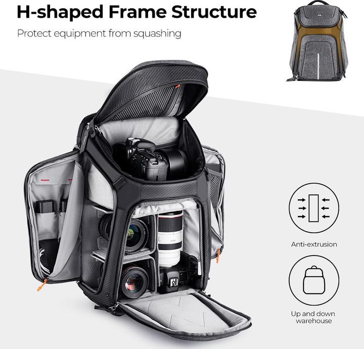 Actual product image K&F Concept Backpack 25L Star Wander 01 (Gray) (Camera shoulder bag, 25 l)