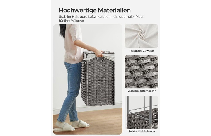 Actual product image Songmics Wäschekorb auf Rollen 140 l, Grau, Detailfarbe: Grau (140 l)