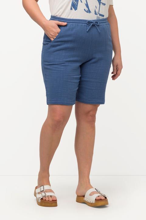 Image du produit Ulla Popken Short en tissu gaufré à coupe large, taille élastique et coton bio (54, 56)