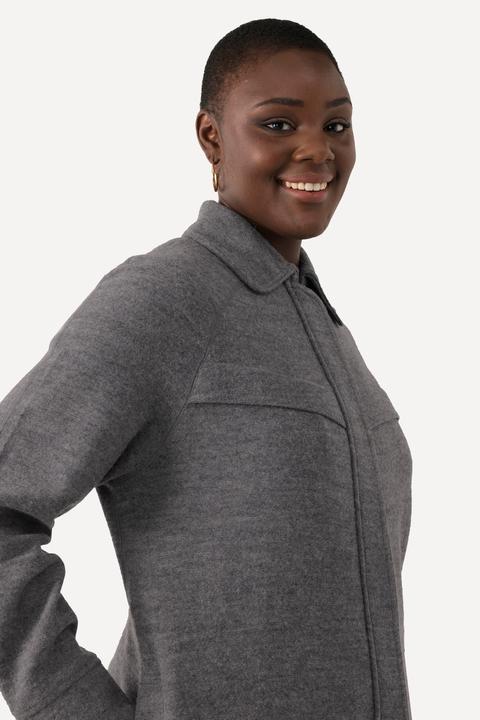 Produktbild Ulla Popken Mantel, Boiled Wool, Hemkragen, 2-Wege-Zipper (54)