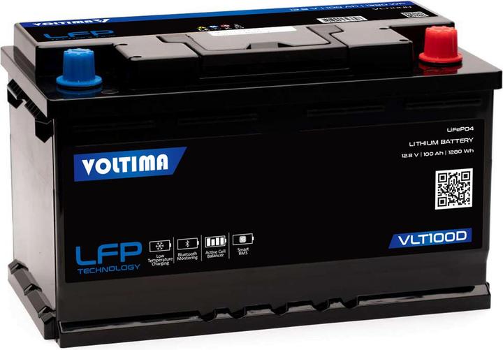 Produktbild Voltima VLT100D 12V LiFePO4 Lithium Versorgungsbatterie 100Ah mit App (12 V, 100 Ah)