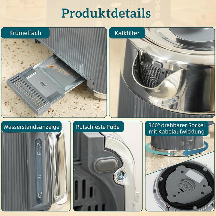 Produktbild Homcom Wasserkocher & Toaster Set mit Edelstahl-Innenraum (1.70 l)