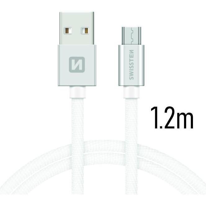Thumbnail - Swissten Datenkabel Textil USB / Micro-USB 1.2 M (1.20 m, USB 3.0), USB Kabel