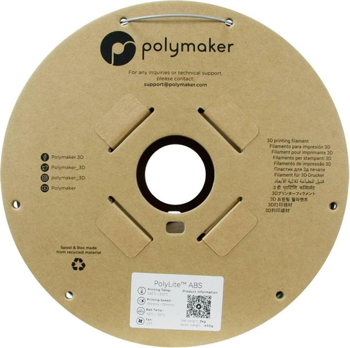 Actual product image Polymaker PolyLite ABS Grey 1.75mm 3kg (ABS, 1.75 mm, 3000 g)