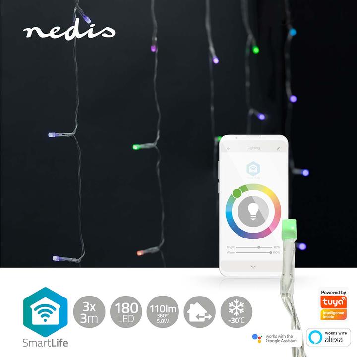 Image du produit Nedis LED décoratives SmartLife | Wi-Fi | RGB | 180 LED | 3 m | Android™ / IOS (0.20 m)