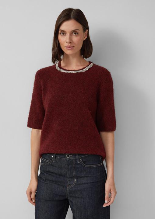 Produktbild s.Oliver Strickpullover Softer Kurzarm-Pullover aus Wollmix mit Schmuck-Detail (40)