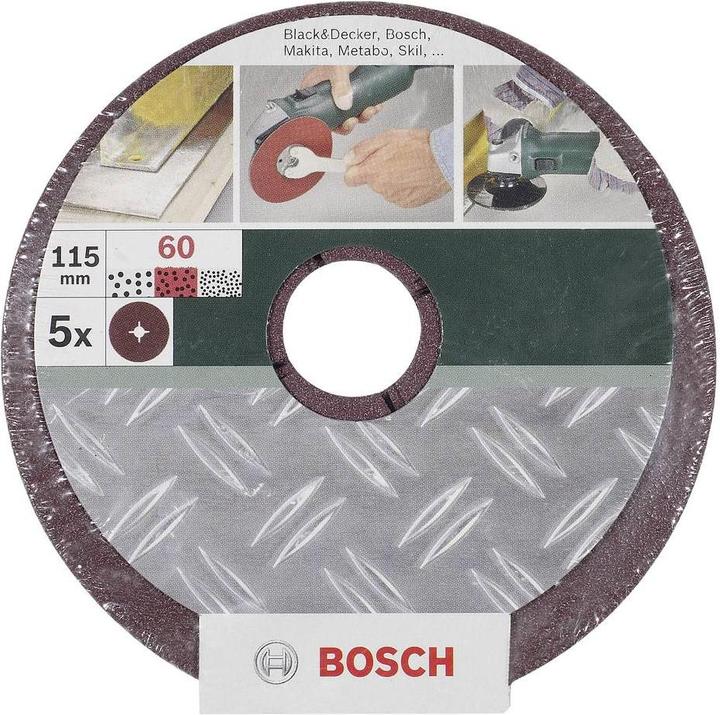 Actual product image Bosch Zubehör DIY fibre discs Ø 180 mm, 4x G36/ 60/ 100, metal, unperforated, clamped (12) (36, 60, 100)