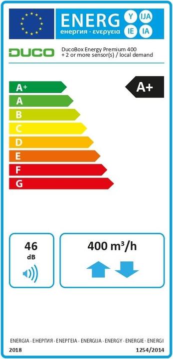 Label énergétique Duco DucoBox Energy Premium 400 - 1ZH - Left 1