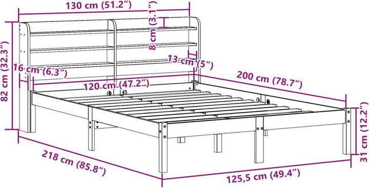 Produktbild vidaXL Bettgestell (120 x 200 cm)
