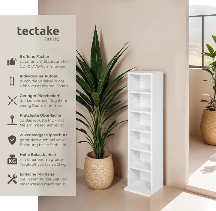 Actual product image tectake CD Stand Shelf (21 x 20 x 90 cm)