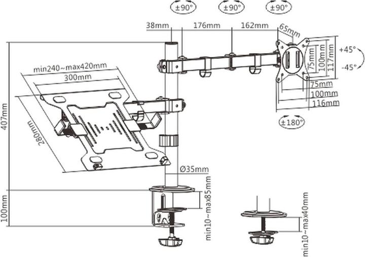 Produktbild Gembird MA-DA-03 (Tisch, 32", 18 kg)