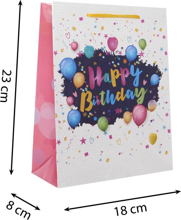 Produktbild Idena Geschenktasche Happy Birthday Ballons Kupferpapier 128g/m² 18x23x8cm (1x)