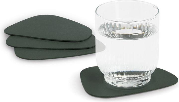 Actual product image Zeller Present Glasuntersetzer-Set Kunstleder 2-farbig 4-teilig 10x12 cm (4x, Glass coaster)