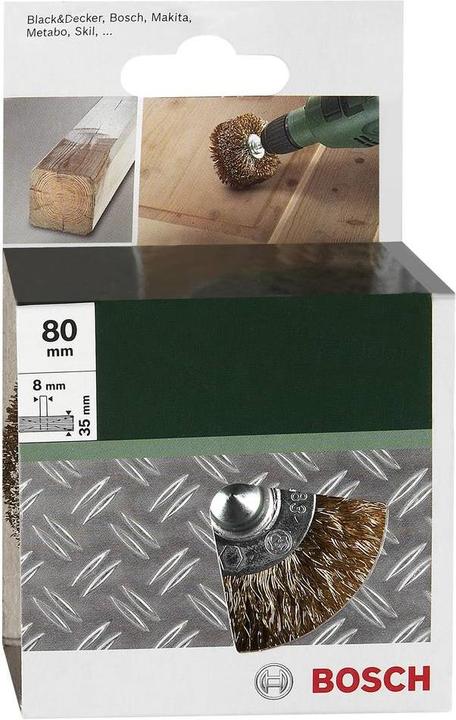 Produktbild Bosch Zubehör Holzstrukturbürste für Bohrmaschinen – Gewellter Draht, vermessingt, 80 mm