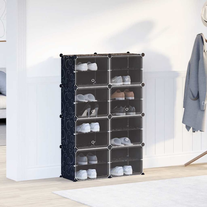 Actual product image VidaXL Shelving system with 8 cubes and doors Black PP
