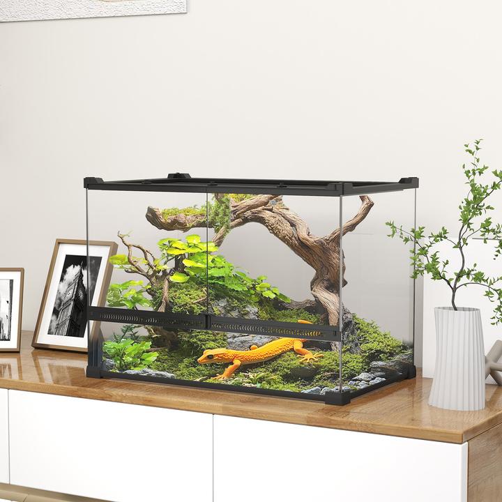 Image du produit PawHut Terrarium Hartglas, Stahl Schwarz