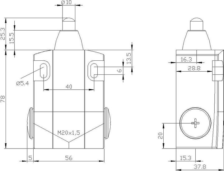 Produktbild Siemens Positionsschalter 56mm Kuppenstössel