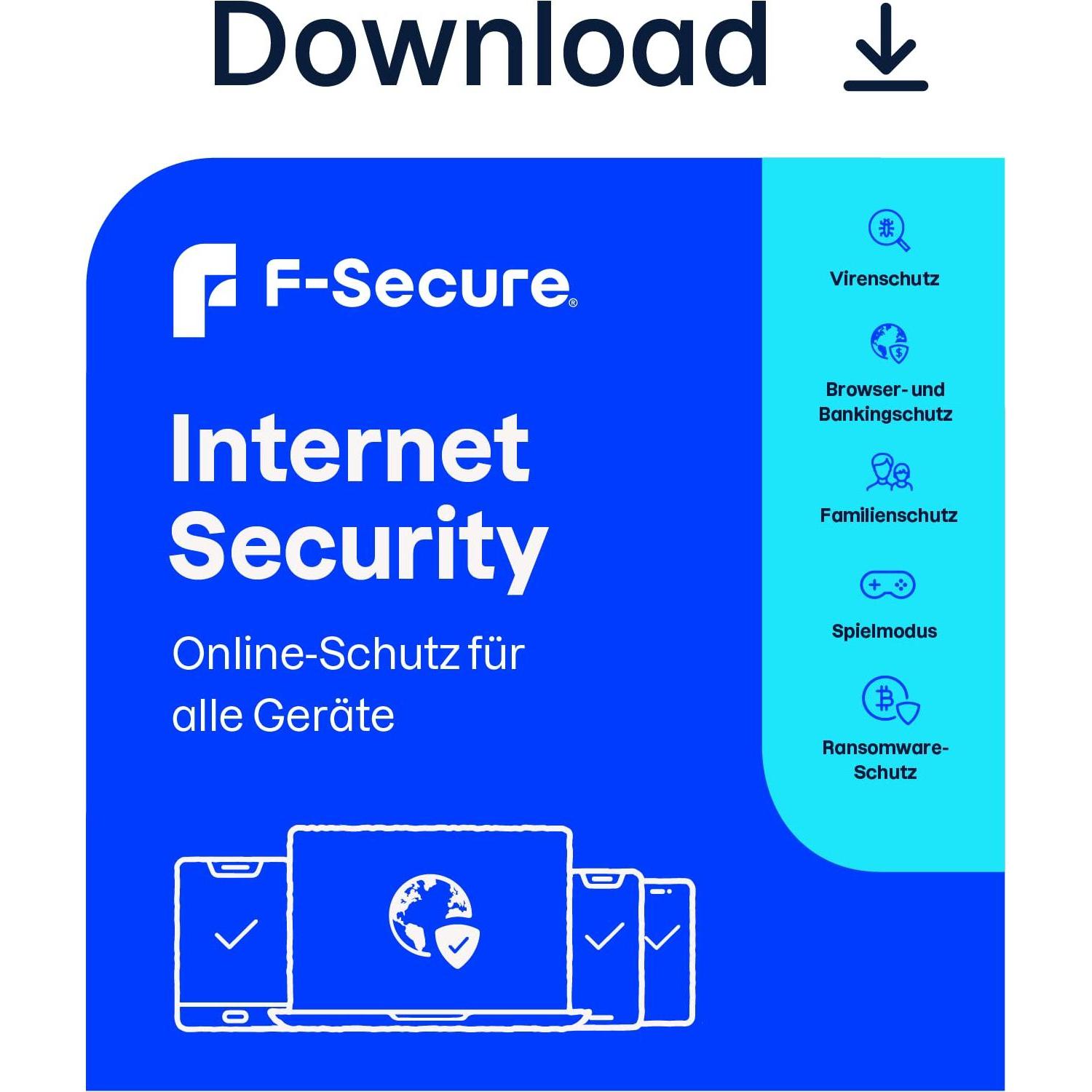 Thumbnail - F-Secure Internet Security für alle Geräte (ehem. SAFE) 1 Jahr / 10 Geräte Download für Android & iOS & Windows