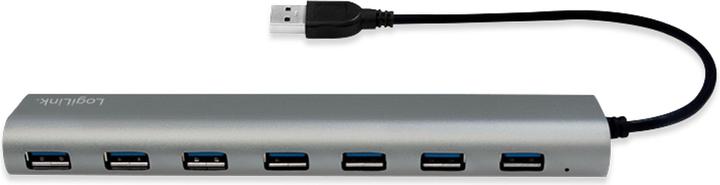 Actual product image LogiLink UA0308 - USB 3.0 hub, 7 port with card reader, aluminium casing, pilkas (USB-A, 7 ports)